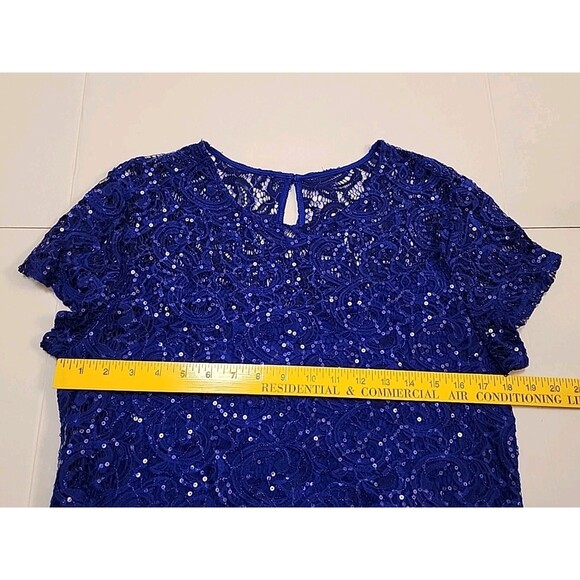 International Concepts Blue Sequin Top Size Large Sparkly Party Formal - Picture 4 of 6